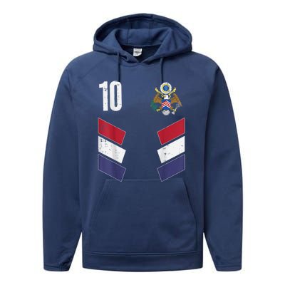 Usa Number 10 America Soccer Dad And Mom Performance Fleece Hoodie