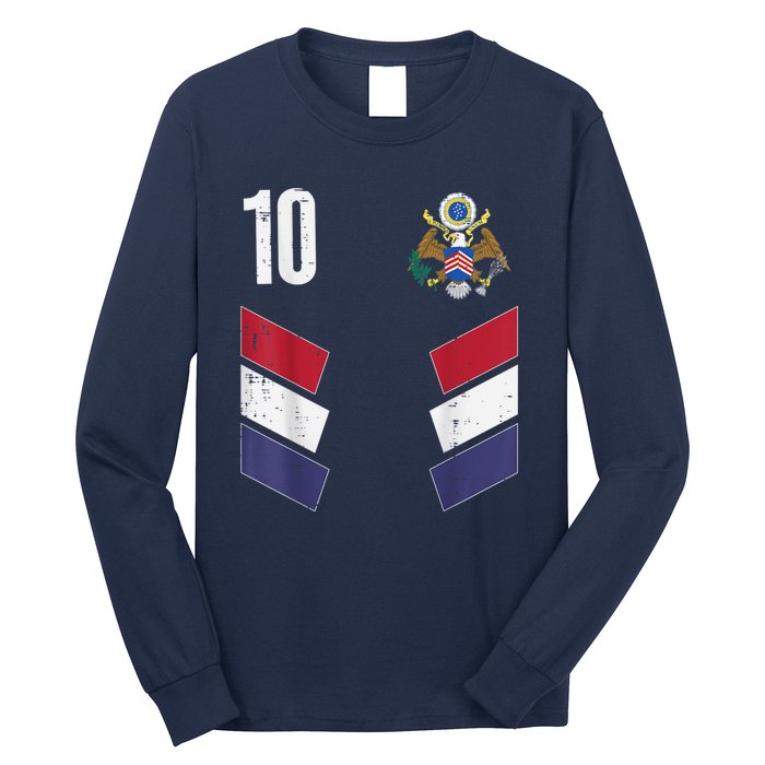 Usa Number 10 America Soccer Dad And Mom Long Sleeve Shirt