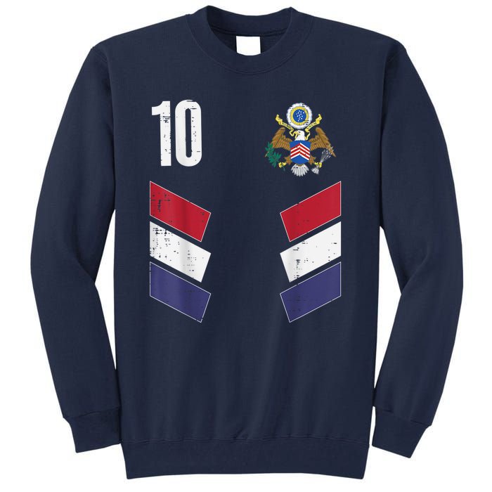 Usa Number 10 America Soccer Dad And Mom Tall Sweatshirt