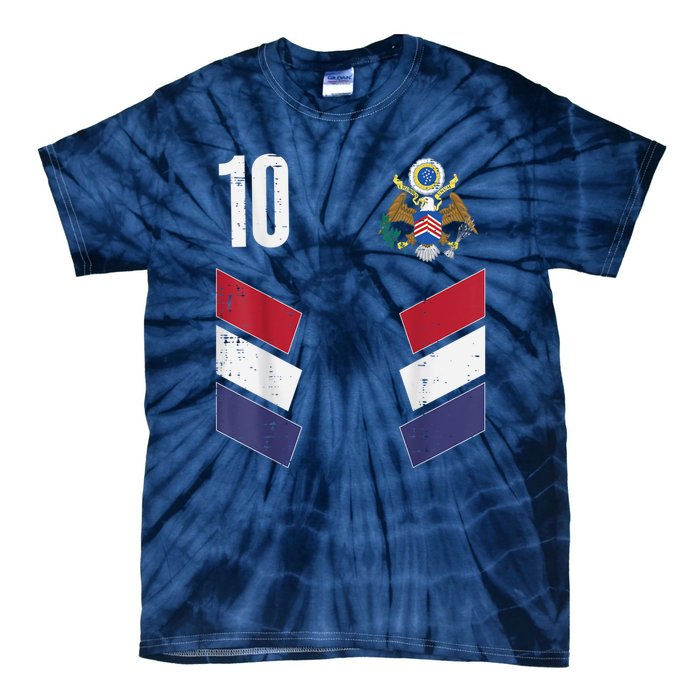 Usa Number 10 America Soccer Dad And Mom Tie-Dye T-Shirt