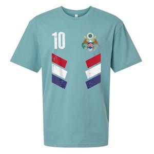 Usa Number 10 America Soccer Dad And Mom Sueded Cloud Jersey T-Shirt