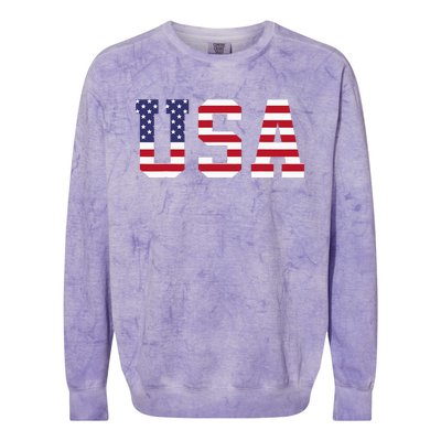 Usa National American Flag 4th Of July Colorblast Crewneck Sweatshirt