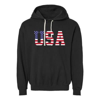 Usa National American Flag 4th Of July Garment-Dyed Fleece Hoodie