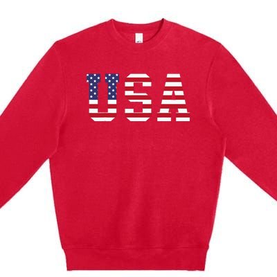 Usa National American Flag 4th Of July Premium Crewneck Sweatshirt