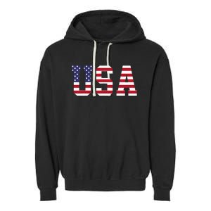 Usa National American Flag 4th Of July Garment-Dyed Fleece Hoodie