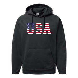 Usa National American Flag 4th Of July Performance Fleece Hoodie