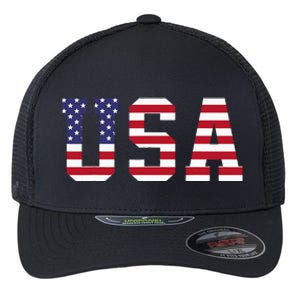 Usa National American Flag 4th Of July Flexfit Unipanel Trucker Cap