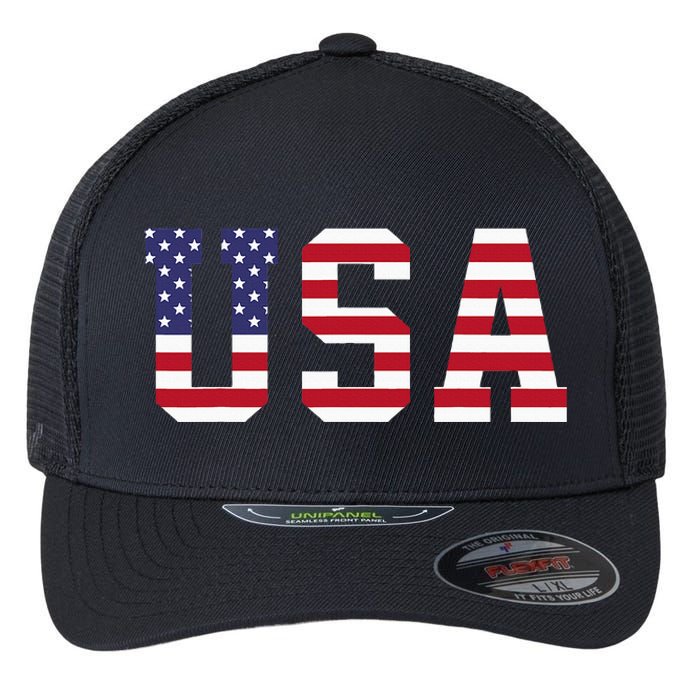 Usa National American Flag 4th Of July Flexfit Unipanel Trucker Cap