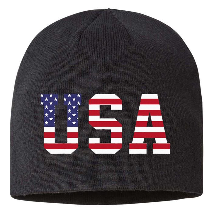 Usa National American Flag 4th Of July Sustainable Beanie