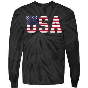 Usa National American Flag 4th Of July Tie-Dye Long Sleeve Shirt