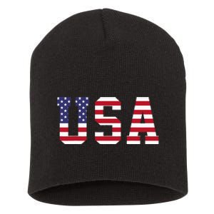 Usa National American Flag 4th Of July Short Acrylic Beanie