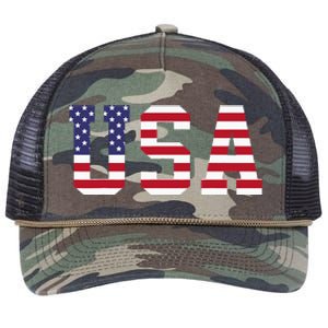 Usa National American Flag 4th Of July Retro Rope Trucker Hat Cap