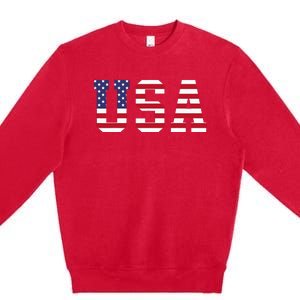 Usa National American Flag 4th Of July Premium Crewneck Sweatshirt