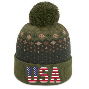 Usa National American Flag 4th Of July The Baniff Cuffed Pom Beanie