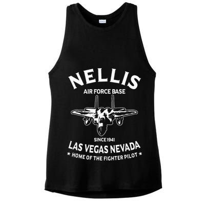 USAF Nellis AFB Las Vegas Nevada F15 Eagle Fighter Vintage Ladies PosiCharge Tri-Blend Wicking Tank