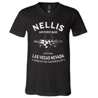 USAF Nellis AFB Las Vegas Nevada F15 Eagle Fighter Vintage V-Neck T-Shirt