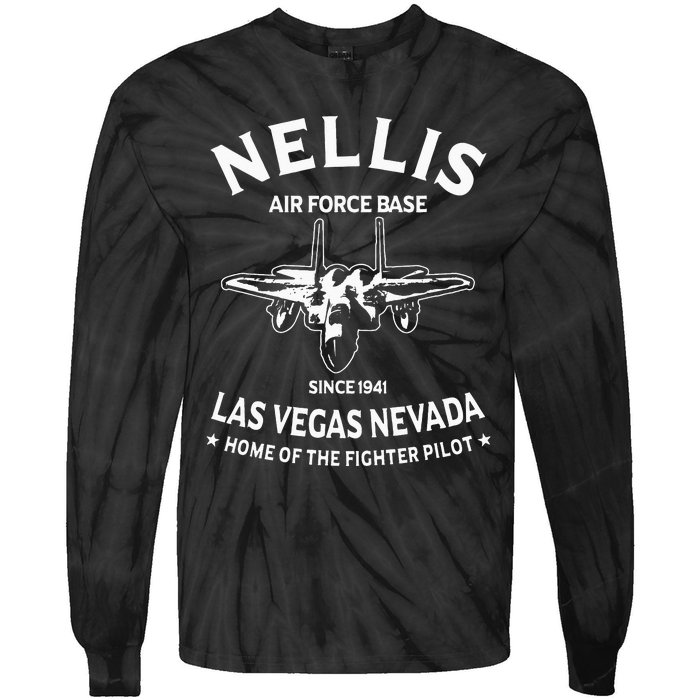 USAF Nellis AFB Las Vegas Nevada F15 Eagle Fighter Vintage Tie-Dye Long Sleeve Shirt