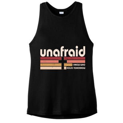 Unafraid I Know Who Holds Tomorrow Christian Faith Ladies PosiCharge Tri-Blend Wicking Tank