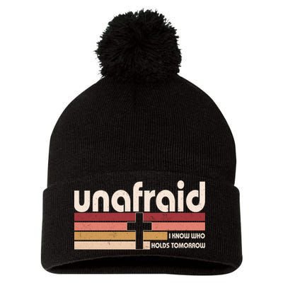Unafraid I Know Who Holds Tomorrow Christian Faith Pom Pom 12in Knit Beanie