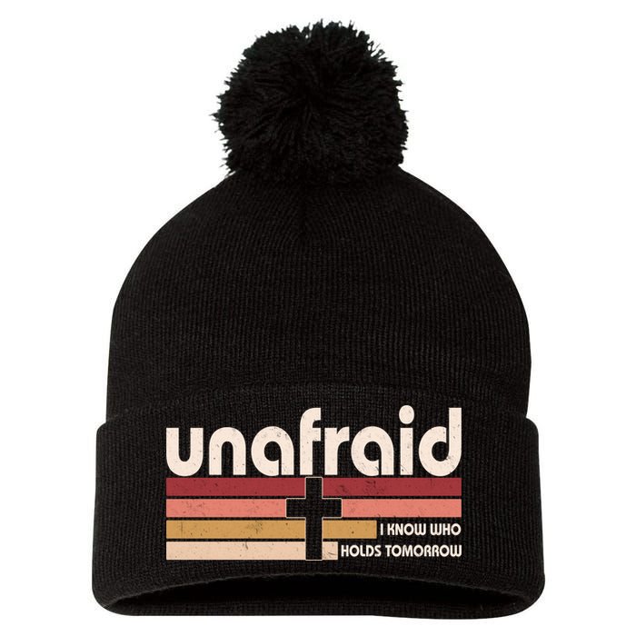 Unafraid I Know Who Holds Tomorrow Christian Faith Pom Pom 12in Knit Beanie