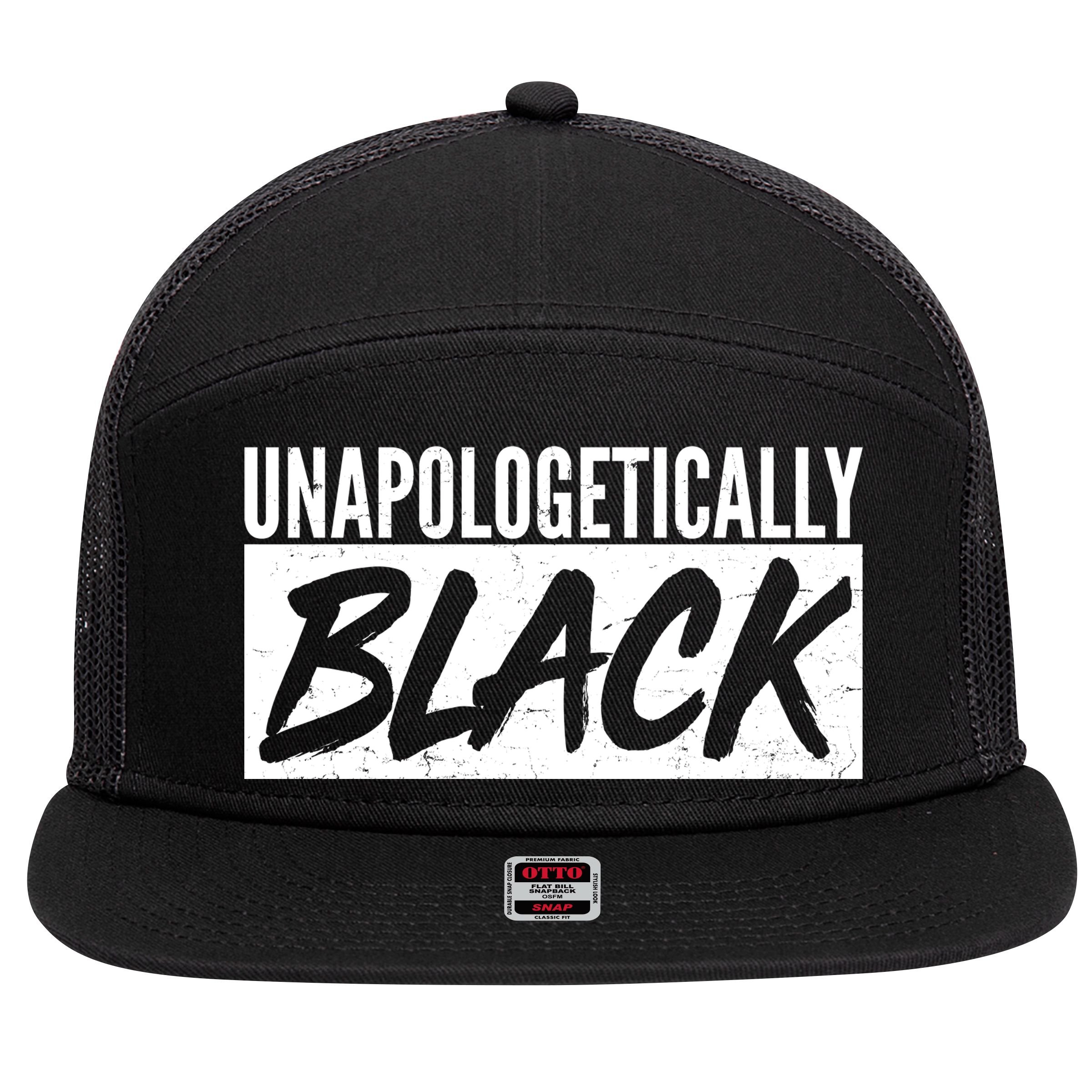 Unapologetically Black 7 Panel Mesh Trucker Snapback Hat