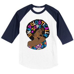 Unapologtically Dope Black Woman Stylish Afro  Baseball Sleeve Shirt