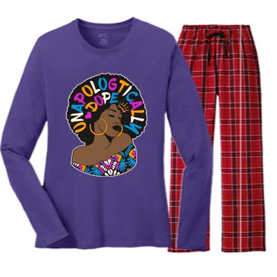 Unapologtically Dope Black Woman Stylish Afro  Women's Long Sleeve Flannel Pajama Set 