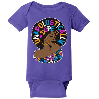 Unapologtically Dope Black Woman Stylish Afro  Baby Bodysuit