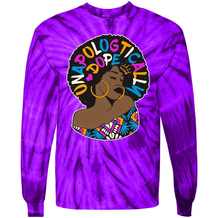 Unapologtically Dope Black Woman Stylish Afro  Tie-Dye Long Sleeve Shirt