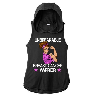 Unbreakable Breast Cancer Warrior Ladies PosiCharge Tri-Blend Wicking Draft Hoodie Tank