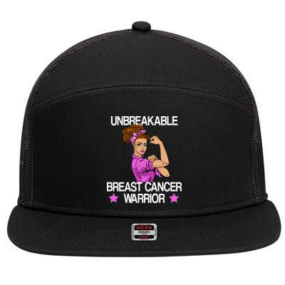 Unbreakable Breast Cancer Warrior 7 Panel Mesh Trucker Snapback Hat