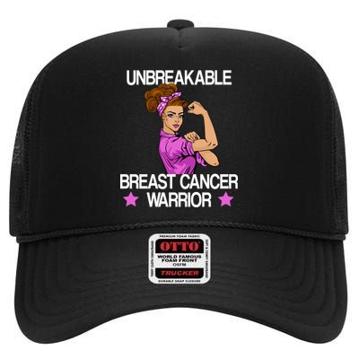 Unbreakable Breast Cancer Warrior High Crown Mesh Back Trucker Hat