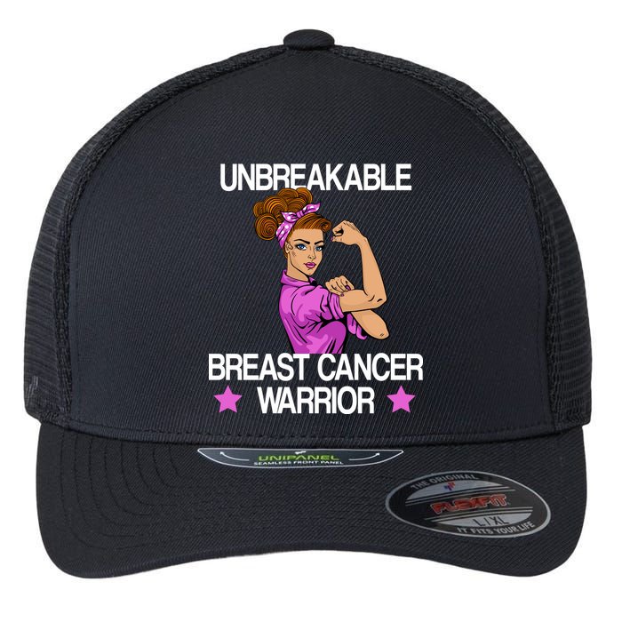 Unbreakable Breast Cancer Warrior Flexfit Unipanel Trucker Cap