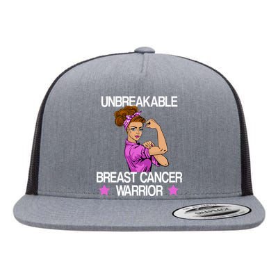 Unbreakable Breast Cancer Warrior Flat Bill Trucker Hat