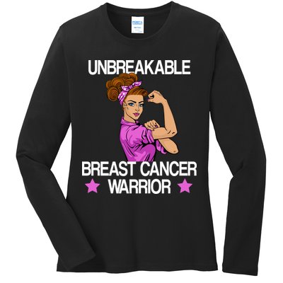 Unbreakable Breast Cancer Warrior Ladies Long Sleeve Shirt