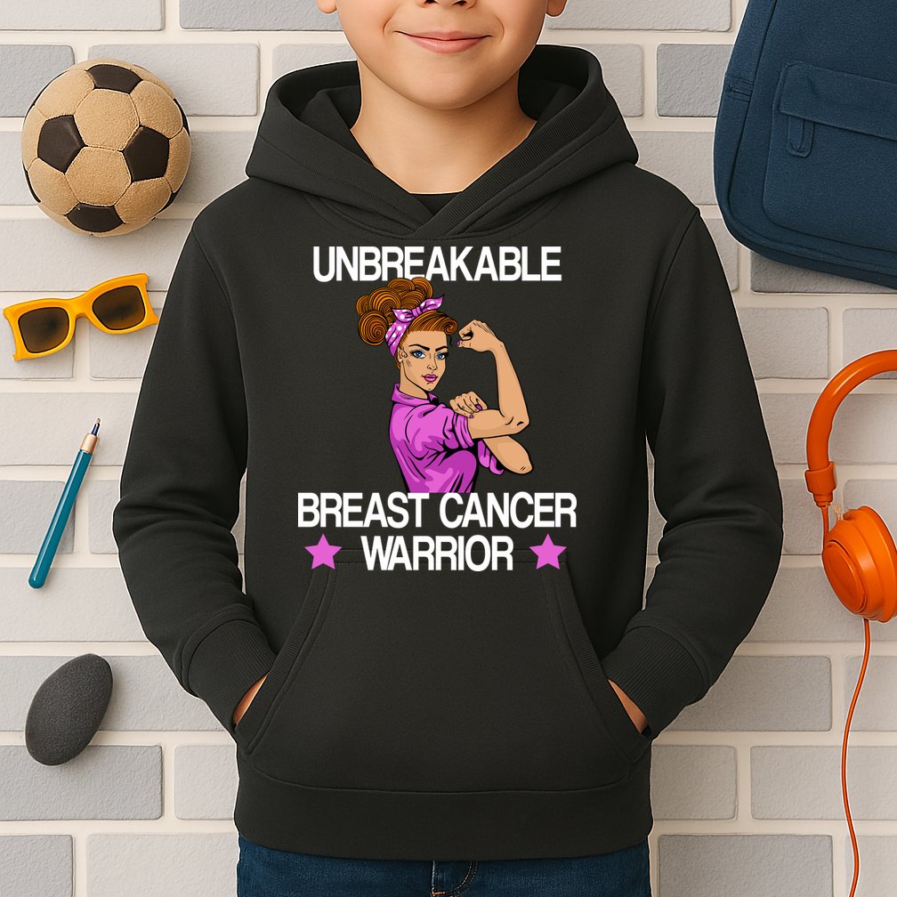 Unbreakable Breast Cancer Warrior Kids Hoodie