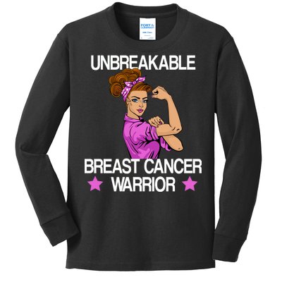 Unbreakable Breast Cancer Warrior Kids Long Sleeve Shirt