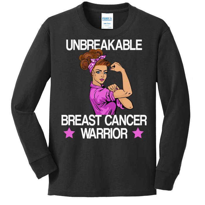 Unbreakable Breast Cancer Warrior Kids Long Sleeve Shirt