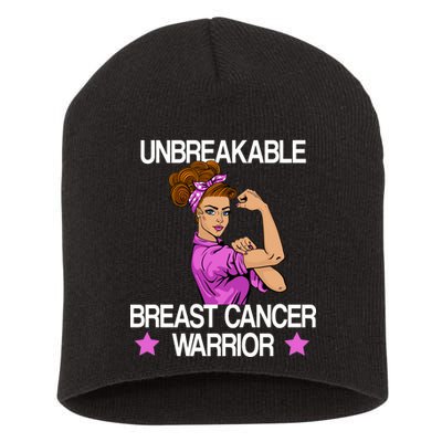 Unbreakable Breast Cancer Warrior Short Acrylic Beanie