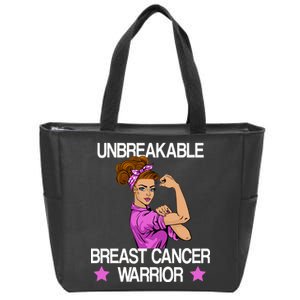 Unbreakable Breast Cancer Warrior Zip Tote Bag