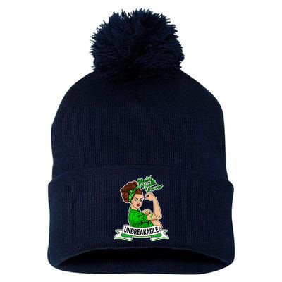 Unbreakable Mental Health Warrior Pom Pom 12in Knit Beanie