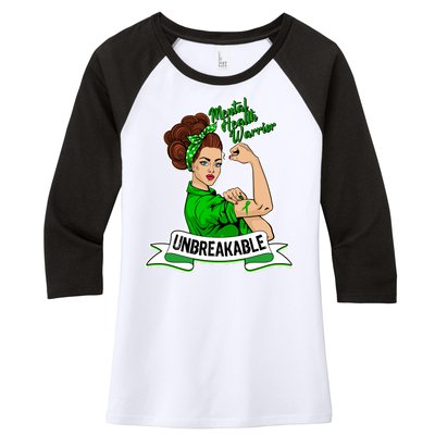 Unbreakable Mental Health Warrior Women's Tri-Blend 3/4-Sleeve Raglan Shirt