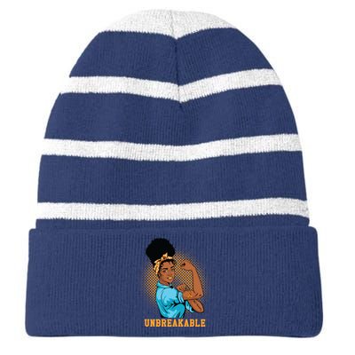 Unbreakable MS Warrior Striped Beanie with Solid Band