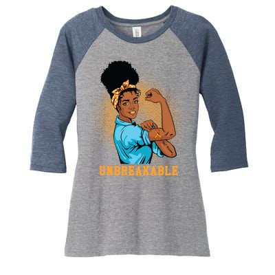 Unbreakable MS Warrior Women's Tri-Blend 3/4-Sleeve Raglan Shirt