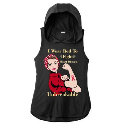 Unbreakable Wear Red To Fight Heart Disease Ladies PosiCharge Tri-Blend Wicking Draft Hoodie Tank