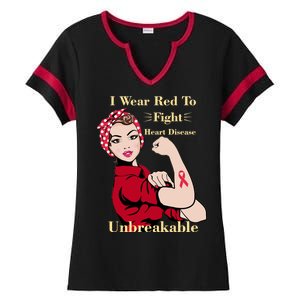 Unbreakable Wear Red To Fight Heart Disease Ladies Halftime Notch Neck Tee