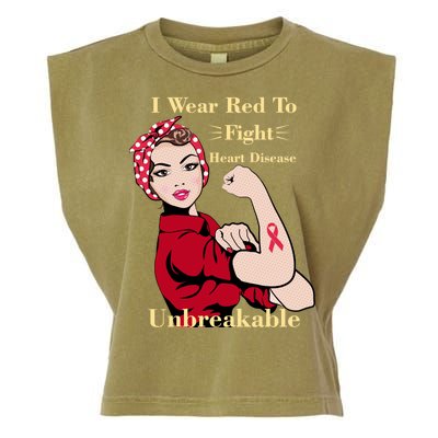 Unbreakable Wear Red To Fight Heart Disease Garment-Dyed Women's Muscle Tee