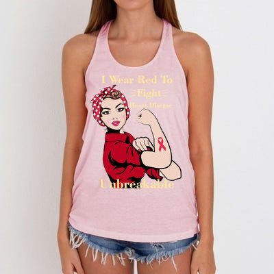 Unbreakable Wear Red To Fight Heart Disease Women's Knotted Racerback Tank