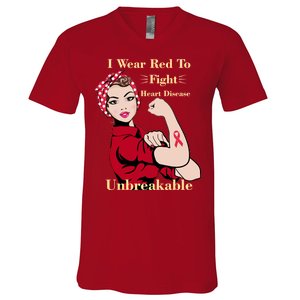 Unbreakable Wear Red To Fight Heart Disease V-Neck T-Shirt