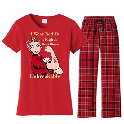 Unbreakable Wear Red To Fight Heart Disease Women's Flannel Pajama Set